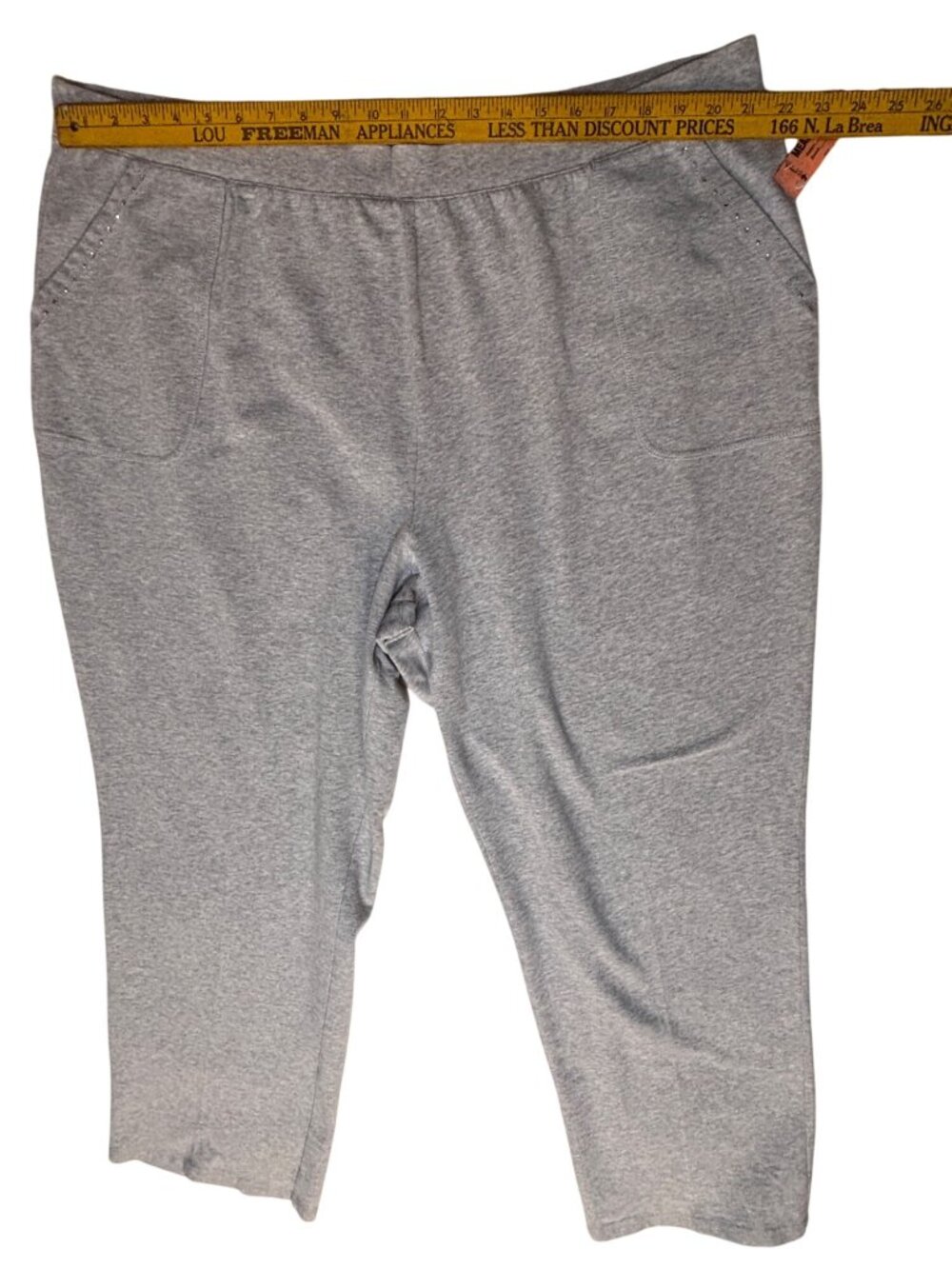 Plus Size 4X 26/28 Gray Pull-On Sweat Pants Rhinestone Lounge Comfortable